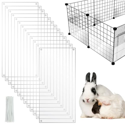 PETKNOWS 12 Pack Pet Cage Liner Protection Rabbit Cage Urine Guard Clear Cage Edge Liner Guinea Pig Side Lining Habitat Siding Cage Accessories, 11.8 inches x 5.9 inches Bedding Litter - color: Transparent, size: 30X15 CM