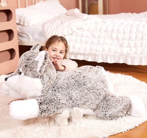 IKASA Giant Wolf Stuffed Animal Plush Toy, 30 Inches Big Soft Toys for Kids Girls Boys Girlfriend - style: Wolf
