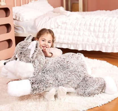 IKASA Giant Wolf Stuffed Animal Plush Toy, 30 Inches Big Soft Toys for Kids Girls Boys Girlfriend - style: Wolf