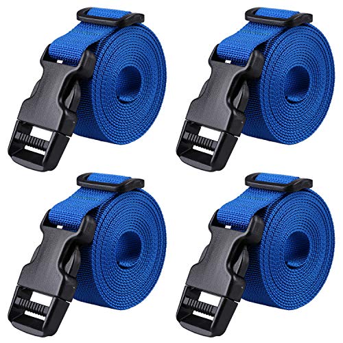 MAGARROW 78" x 1" Strap Buckle Packing Straps Adjustable 1-Inch Belt - color: Blue 6.5 feet Long (4-PCS)
