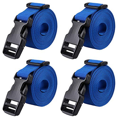 MAGARROW 78" x 1" Strap Buckle Packing Straps Adjustable 1-Inch Belt - color: Blue 6.5 feet Long (4-PCS)