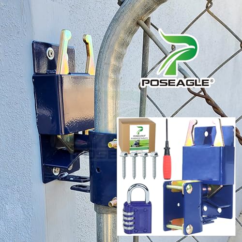 [Upgraded] Blue S16100100 Two Way Lockable Gate Latch | Include Hardware, 4-digit Combination Lock and Philips Screwdriver for Metal Gates with 1-5/8" to 2" Diameter Round Tubes - color: A03 1xLockable Gate Latch for 1-5/8" to 2" Tubes