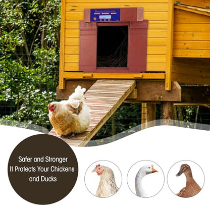 Automatic Chicken Coop Door Opener Anti Pinch IP45 Solar Powered Poultry Coop Door with Timer (Antique Brass) - color: Antique Brass