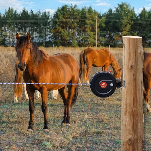 Electric Fence Gate Handle, Built in 6mm Electric Fence Rope Length 10m | Retractable Reusable Electric Fence Handle Allowing Free Entry and Exit Without Power Interruption - size: Wire Gate Handle - 10M