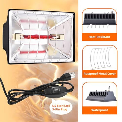Chicken Coop Heat Lamp 250W Brooder Heating Plate for Chicks Hanging Light Heated Adjustable Temp with Anti-Fall Aluminum Alloy Lamp Shade Suitable for Poultry, Livestock & Small Pets - color: 2pc Black