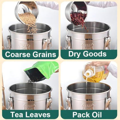 304 Stainless Steel Flour Canister, 9L/2.4Gal Airtight Metal Canisters with Lids, Stainless Steel Storage Containers for Kitchen Outdoor - size: Standard 9L/2.4gal