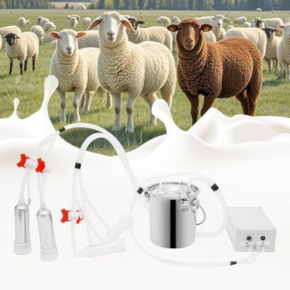 3L Electric Pulsation Milking Machine, Portable Vacuum Pump Milker with Adjustable Pressure Milk Bucket & Tube Cleaning Brushes, Farm Milking Equipment for Cows Goats (3L) - size: 3L