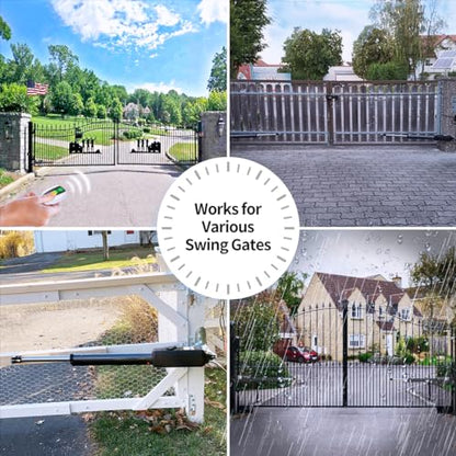TOPENS AD8S Automatic Solar Gate Opener for Heavy Duty Dual Swing Gates Up to 18ft per Arm, Dual Swing Gate Operator Battery Powered with Remote Control Kit Gate Motor Solar Panel Included - size: Solar Dual Swing Gate Opener Heavy Duty