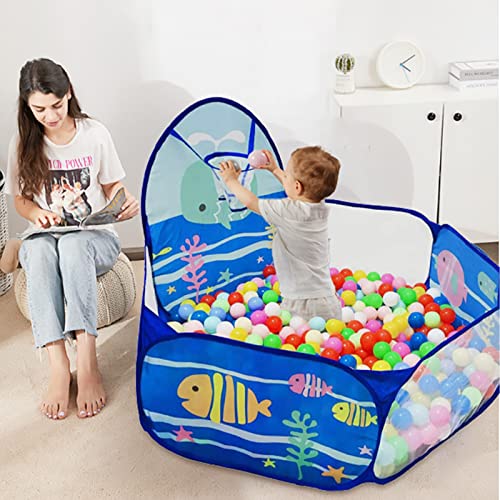 Kids Ball Pit, Pop Up 3+Children Play Tent, Toddler Ball Pool Baby Crawl Playpen with Basketball Hoop, Portable Toys for Girls Boys, 4 ft / 120 cm, Balls Not Included, Ocean - style: Ocean