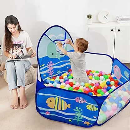 Kids Ball Pit, Pop Up 3+Children Play Tent, Toddler Ball Pool Baby Crawl Playpen with Basketball Hoop, Portable Toys for Girls Boys, 4 ft / 120 cm, Balls Not Included, Ocean - style: Ocean