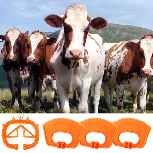 Teenyyou 20 Pcs Plastic Livestock Nose Rings Cattle Halter Durable Farm Equipment Weaner Tool for Cattle, Calves Calf Cow (Orange)(Orange)