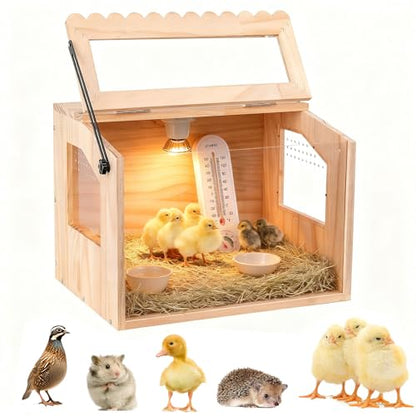 Chick Brooder Box, Brooder Box for Chicks, Pine,Quail Cage, Duck Brooder, Quail Cages, Ideal for Chicks, Ducks, Quails, Hamsters and Lizards,16" L x 12" W x 12" H (Without Washable Mat)