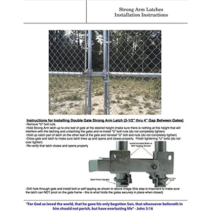 Chain Link Residential Strong Arm Double Gate Latch - Latches Two Gates Together Without the Need of a Drop Rod - Chain Link Double Gate Latch for 1-3/8" Gate Frames - size: Residential - Each