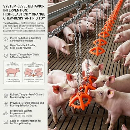 Hanging Piglet Chew Toy, Scented Durable Pig Bite Toy with Adjustable Chain, Hanging Pig Enrichment for Farm Pigs to Prevent Biting and Boredom