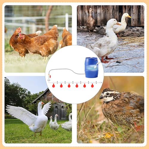18 Pack Automatic Chicken Water Cups, Complete Set Pipeline Automatic Chicken Waterer System Poultry Waterer for Chick Duck Quail