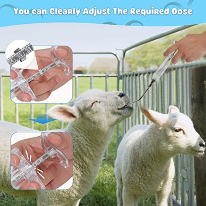 2 Pieces Reusable Goats Syringe with 2 Drench Nozzle, Adjustable Dosage Detachable Sheep Drench Livestock Syringe for Sheep Baby Goat Supplies - 20ML - style: 20ml