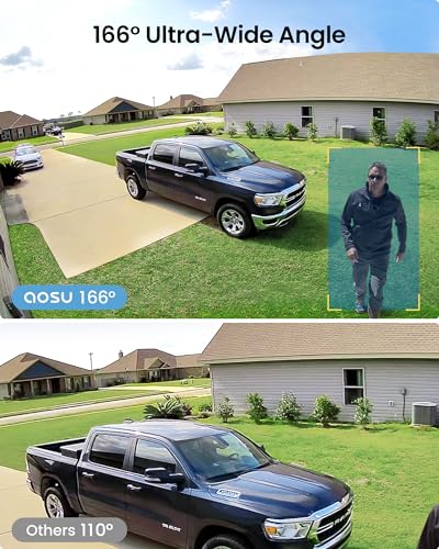 aosu Security Cameras Outdoor Wireless, 4-Cam-Kit, 166° Ultra-Wide-Angle, Battery Powered, No Subscription Required, Home Security Cameras System with 2K Color Night Vision, Spotlight, Motion Alert - style: 4-Cam-Kit