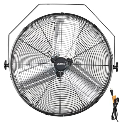 Garvee 20 Inch Wall Mount Fan, 4800 CFM 3 Speeds High Velocity Industrial Fan with 360° Tilt Head, IP44 Waterproof Heavy-Duty Aluminum Blades for Workshop, Warehouse, Greenhouse, Commercial - size: 20 Inch