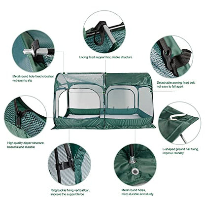ANC POP Portable Chicken Run Large Pop-Up Chicken Pen for Small Animals Outdoor Gardening Net with 3 Doors and Handbag, Easy to Install and Storage, Green - size: 98.4"L x 49.2"W x 51.2"H