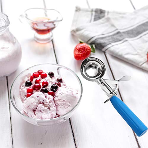 TOPKITCHEN Commercial-Grade Ice Cream Scoop 2 oz, 18/8 Stainless Steel Cookie Scoop with Plastic Handle, Portion Control Disher Scoop for Bakeries, Restaurants & Dessert Shops, #16, Blue - size: 2 oz - Blue