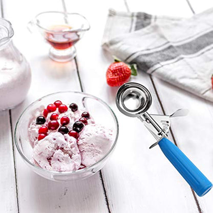TOPKITCHEN Commercial-Grade Ice Cream Scoop 2 oz, 18/8 Stainless Steel Cookie Scoop with Plastic Handle, Portion Control Disher Scoop for Bakeries, Restaurants & Dessert Shops, #16, Blue - size: 2 oz - Blue