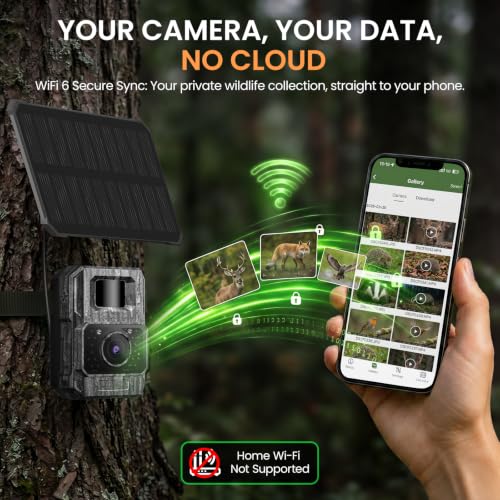 MAXDONE Solar Trail Camera 4K 64MP (MicroSD Card NOT Included), WiFi Bluetooth Game Camera with Motion Activated 6000mAh Rechargeable, Wildlife Cameras with Night Vision IP66 Deer Cams for Outdoor - color: Ink Gray