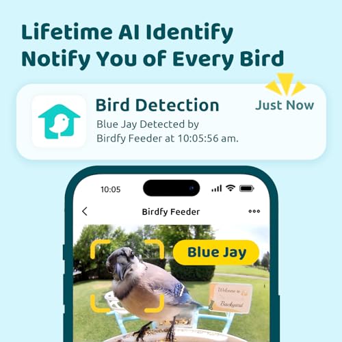 NETVUE by Birdfy Smart Bird Feeder with Camera – AI Identifies Birds Species 2MP Night Vision & App Alerts, 2.4Ghz Wi-Fi Connect IP65 Weatherproof Bird Camera-Gift for Backyard BirdWatchers, Blue - color: Blue, style: AI Solar