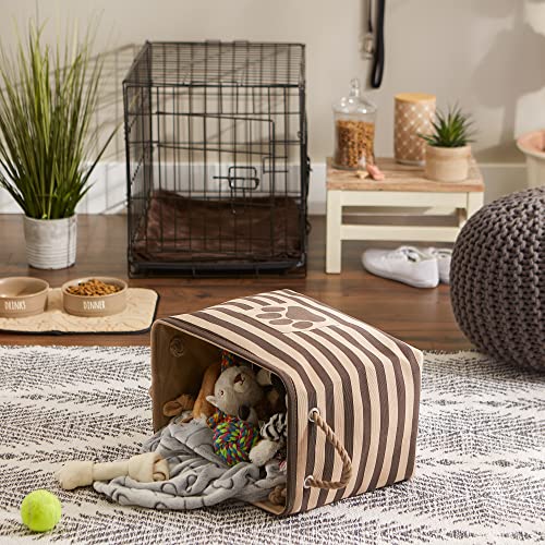 Bone Dry Pet Storage Collection Striped Paw Patch Bin, Medium Rectangle, Brown - color: Brown, size: Medium Rectangle