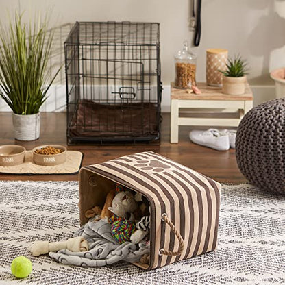 Bone Dry Pet Storage Collection Striped Paw Patch Bin, Medium Rectangle, Brown - color: Brown, size: Medium Rectangle
