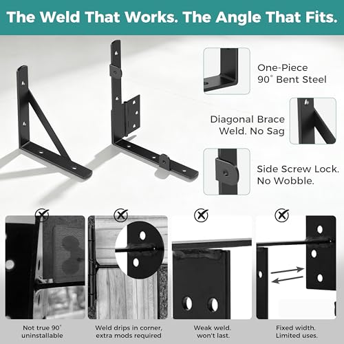 Anti Sag Wooden Gate Hardware Kit, Corner Bracket Frame Brace for Wood Gate with Self-Lock Latch, Heavy Duty for Outdoor Deck Fence Porch Shed Driveway Yard Garden Outside Pool Farm, 2-Pack
