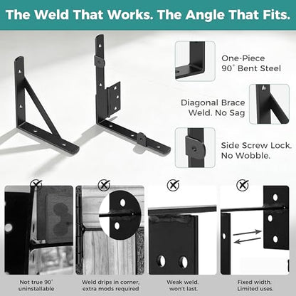 Anti Sag Wooden Gate Hardware Kit, Corner Bracket Frame Brace for Wood Gate with Self-Lock Latch, Heavy Duty for Outdoor Deck Fence Porch Shed Driveway Yard Garden Outside Pool Farm, 2-Pack