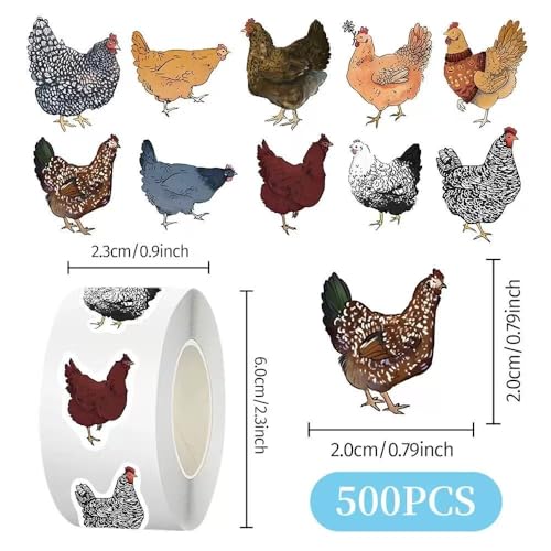1000 Pcs Chicken Stickers Bulk 2 Roll 1 Inch, Chicken Stickers for Mens Boys Girls.Cute Animal Sticker Pack for Water Bottles Laptop Luggage Cup - color: Chicken Stickers