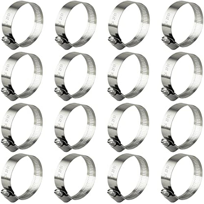ZIPCCI Hose Clamp, 1-2 Inch Worm Gear Hose Clamps Stainless Steel for Fuel Line, Pipe, Radiator, Tube and Fuel Line, 27-51mm (16pack) - size: 27-51mm