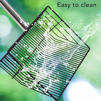 Extended Handle Stainless Steel Non Stick Heavy - Duty Litter Scoop for Cleaning Pet Poop on Livestock Farms, 1 Piece