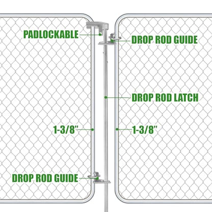 36" Chain Link Drop Rod for Double Gate, Pull Style Chain Link Fence Gate Latch for 1-3/8" Frame, Heavy Duty Floor-to-Ceiling Latch Style Metal Gate (36 inch, Pack, 1)