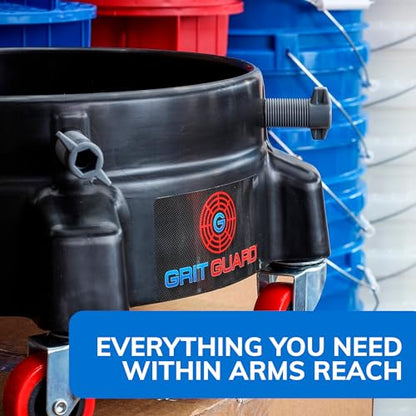 Grit Guard Bucket Dolly with Wheels - Rolling Detailing Wash Bucket with 5 Wheels and 2 Locking Casters Compatible with 2.5, 4, 5 and 6 Gallon Buckets (Red, 3" Grey Casters) - Made in the USA - color: Red, size: 3" Grey Casters
