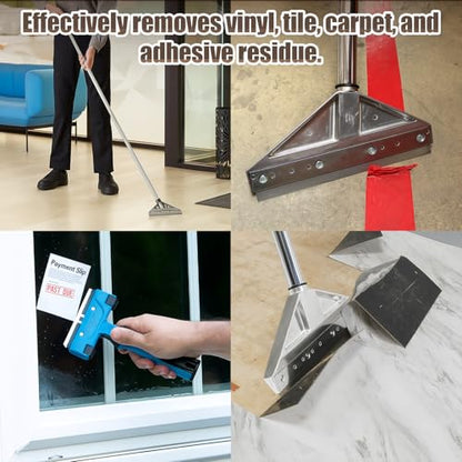 Hicarer 200 Pcs 8" Floor Scrapers Blade Replacements, Angled Demolition Scraper Blades Replacement Carbon Steel for Efficient Flooring Removal Razors Compatible with Razor Blade Scraper - size: 8 Inch