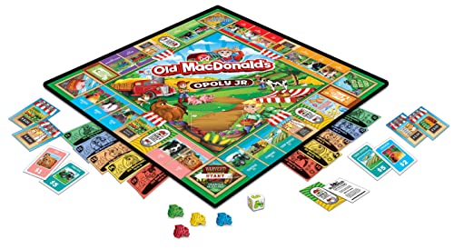 MasterPieces Kids & Family Board Games - Old MacDonald's Farm Opoly Jr. - Officially Licensed Board Games for Kids, & Family - style: Old MacDonald's Farm
