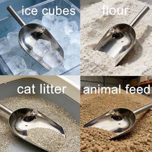 Extra Big Size Stainless Steel Utility Scoop, 35~55-Ounce Metal Scoop Livestock Feed Scoop for Any Household Disposing Replacing Litter/Animal Pet Farm Pig Horse Feed Food Shovel (Stainless Steel)