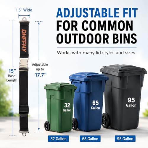 4PCS Heavy-Duty Bear Proof Trash Can Locks - Animal-Proof Lid Straps with Secure Buckle for 28-96 Gallon Outdoor Bins, Anti-Raccoon & Wildlife - size: 4PCS
