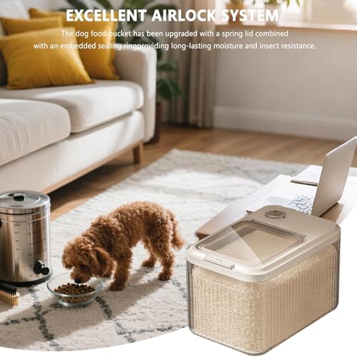 Dog Food Storage Container - Airtight Sealed Bin For Freshness Protection, Resistance With Locking Lid Moisture Control, Treat Dispenser For Dry Kibble Flour Grain Use Barn Garage 18 Inch - color: Transparent S