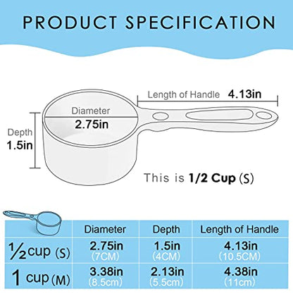 Super Design 1/2 Cup Dog Food Scoop for Container Melamine Measuring Scoop for Dogs Cats Birds and Rabbits Pet Food Feeding Scoop Dishwasher Safe - Baby Blue - color: Baby Blue ½ Cup