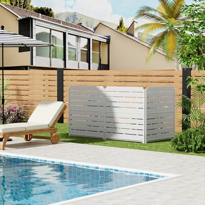 ZZM White Privacy Fence Panels (2 Panels) Outside Decorative Air Conditioner Fences Trash Can Fence Pool Equipment Enclosure Hide Backyard Screen Fence - color: White 2 Panels