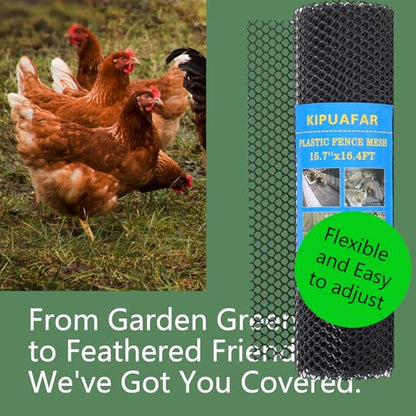 Pet Proof Barrier Net, Black Plastic Chicken Wire Mesh Fencing 15.7IN x 16.4FT, Balcony Cat Safety Net & Garden Snake Barrier, Heavy Duty Protection for Chicken Coops, Rabbit Hutches, Dog Kennels - color: Black, size: 15.7 IN * 16.4 FT
