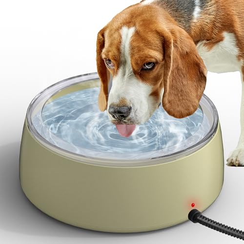 Newget 3L Heated Water Bowl, Outdoor Large Heated Dog Bowls, Outside Waterproof Heated Pet Bowl with Chew Resistant Cord, Smart Thermal Dish Provides Drinkable Water in Winter for Cat, Rabbit, Chicken - color: White