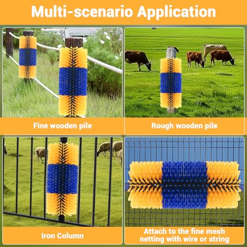 Garvee Livestock Scratch Brushes, Horse Scratcher Full Massage Grooming Brush Kit, Hard Silk Ranch Cow Brush Relieve Itching on the Back of Livestock for Horse Cow Cattle Sheep Pig Goat