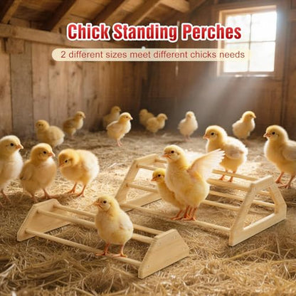 Pawaboo 7-in-1 Chicken Brooder Box for Chick Starter Kit, Includes Chicks Perches, Chicken Feeders, Chick Waterers, Chickens Feeding Spoon, Chicks Supplies (Brooder Set), Red + Wood Color - color: Red + Wood Color