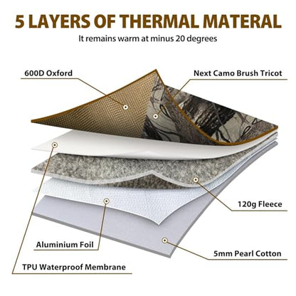 Insulated Boot Covers, 600D Durable Cold Weather Insulators with Water-Resistant PU Leather, Non-Slip Boot Covers for Hunting, Fishing, Camping, and Outdoor Activities (Next Camo) - size: X-Large