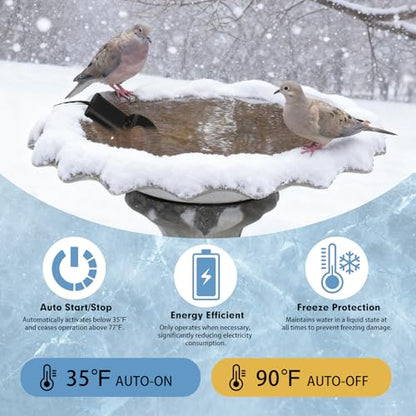 1PCS 250W Utility De-Icer Heater - Cast Aluminum Thermostatic Control for Bird Bath, Chicken Waterer & Stock 9.8FT Cord Chicken Water Heater - Safe for Livestock, Wildlife (1, 500W)