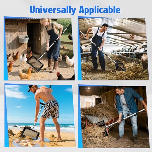 15 Inch Extra Large Chicken Poop Scooper Adjustable Scooper with Ergonomic Grip Sifting Litter Shovel Chicken Coop Scoop